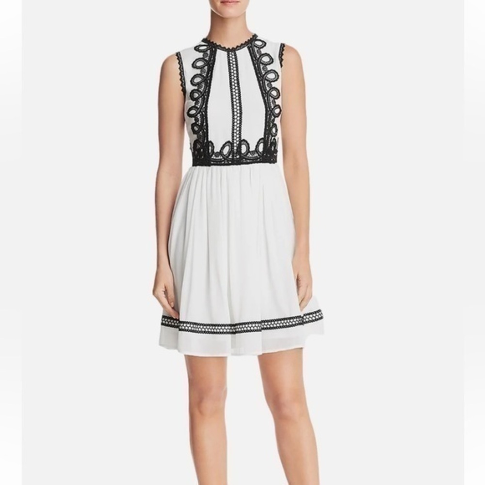 AQUA BLOOMINGDALES XS Applique Trim Mini Dress